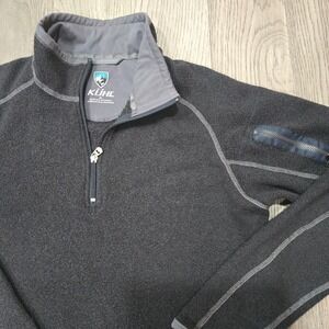 KUHL Alfpaca Quarter Zip Fleece Pullover Charcoal Mens Med Outdoor Sweater Large